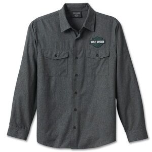 Harley Davidson Bar and Shield Classic Button Down Shirt Black Beauty